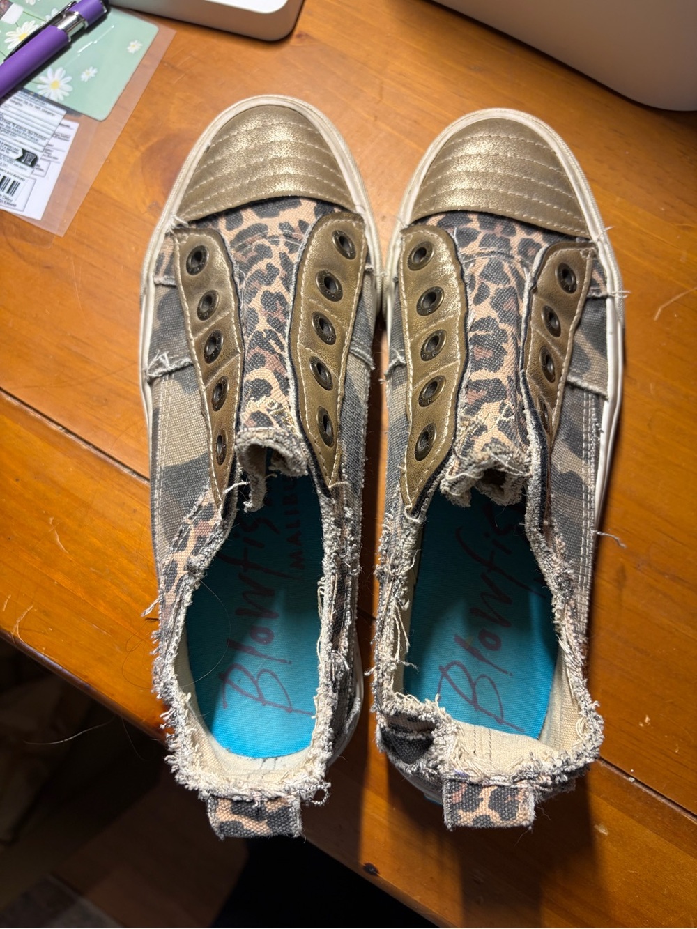 Blowfish Metallic Gold & Leopard Print Slip-On Sneakers